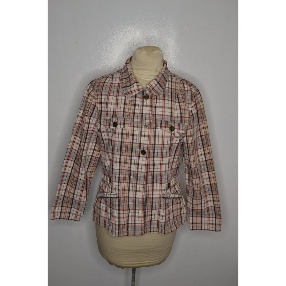 Riders by Lee Copper Women's Large Brown Plaid Button Down Long Sleeve Shirt